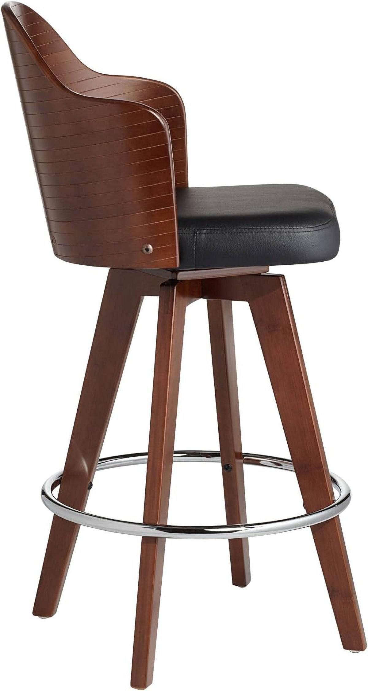 Dark Walnut Wood Swivel Stool with Backrest Footrest R269654