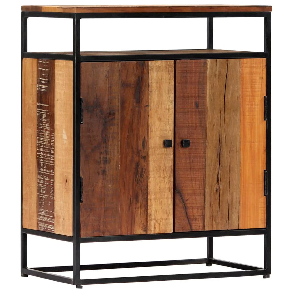 Solid Reclaimed Wood and Steel Side Cabinet Z4525