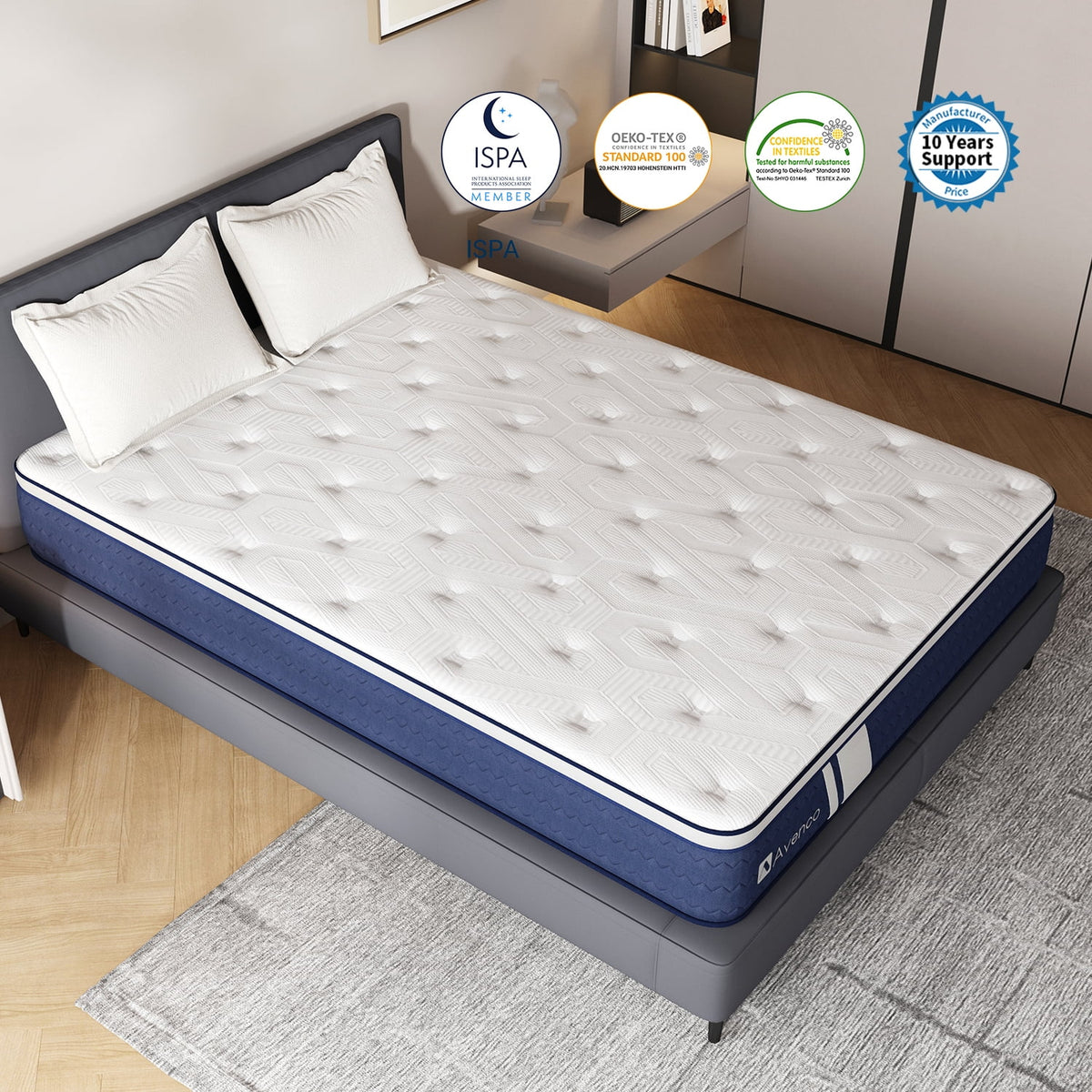 Queen Gel Memory Foam Pocket Spring Hybrid Mattress H396