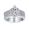 2CT Marquise CZ Engagement Ring Set Sterling Silver K258