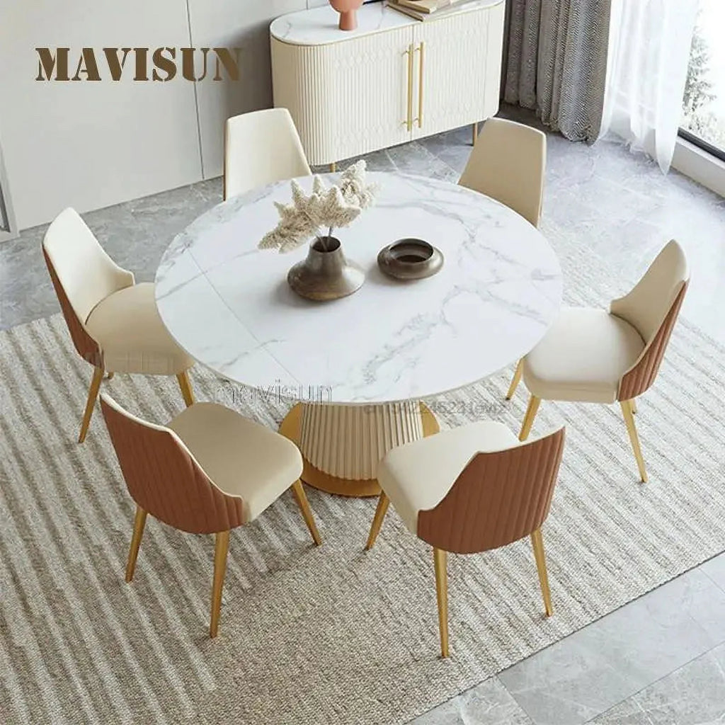 Round Marble Dining Table 6 Chairs W61499