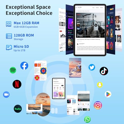 Android 14 Tablet with Keyboard, 12GB RAM, 128GB Storage, 10 Inch 2-in-1 Tablet U687630