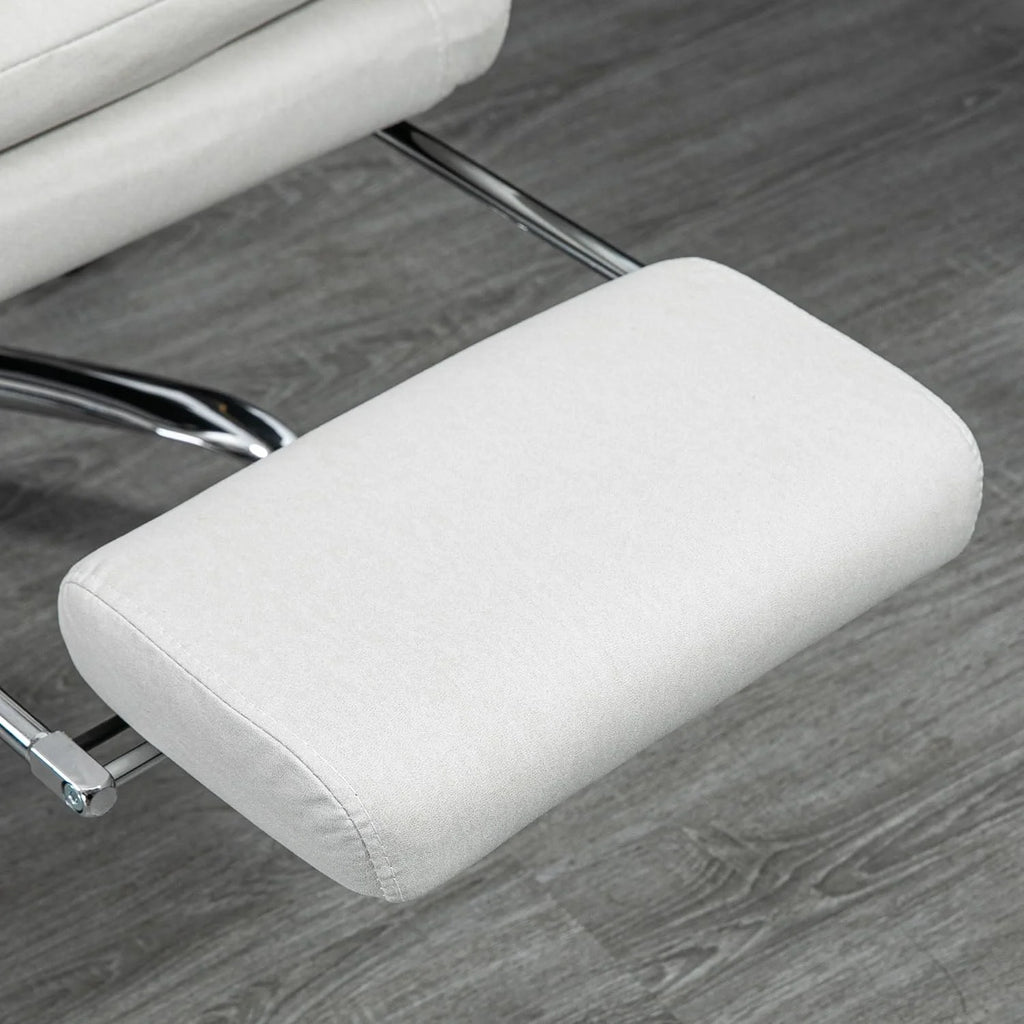 Cream White Microfibre Heated Reclining Massage Office Chair with Footrest O65552
