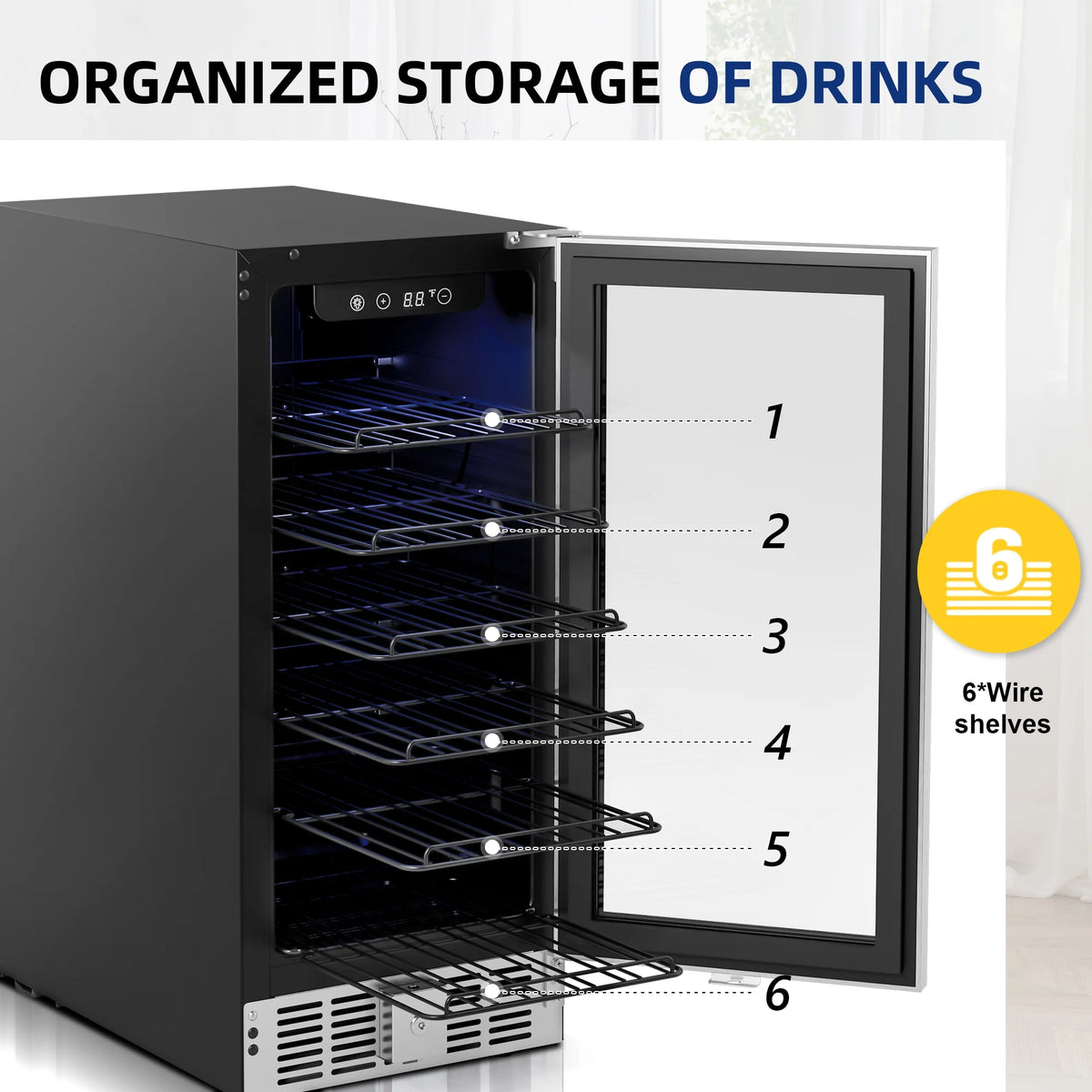 15 Beverage Cooler 32 Bottle Wine Fridge Glass Door B654299