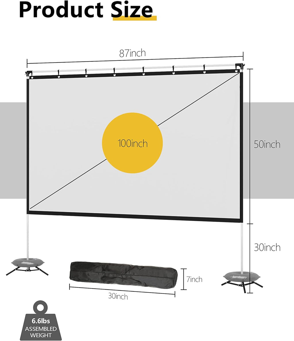 120 Inch 16:9 Portable Projector Screen with Stand and Carry Bag I816