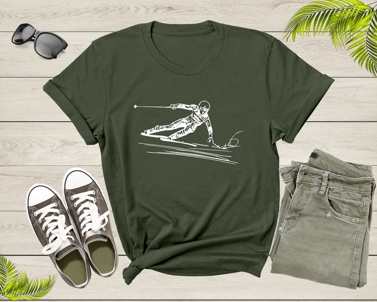 Ski Downhill Slalom Skier T-Shirt M508
