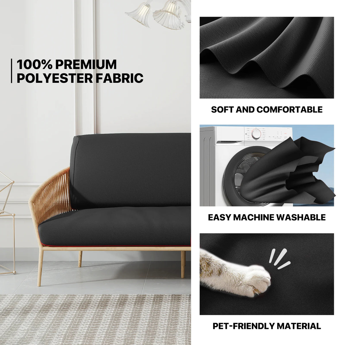 Twin Size Black Futon Cover V174041