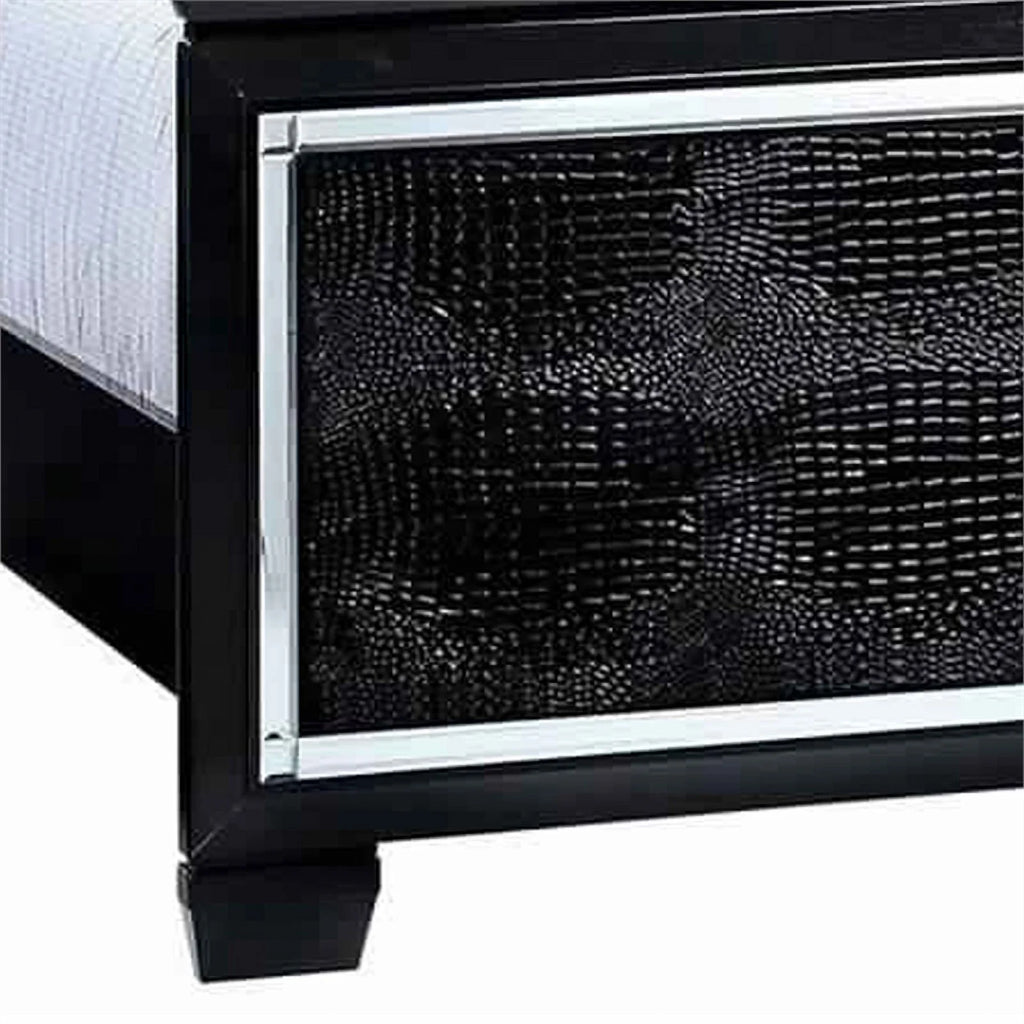 California King Size Bed with Silver Trim Accents B513344