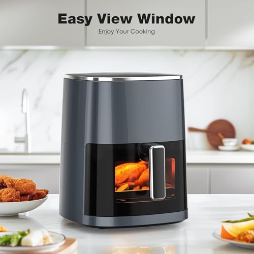 6QT Large Digital Air Fryer with Clear Window, Dishwasher Safe, Nonstick, Gray W349949