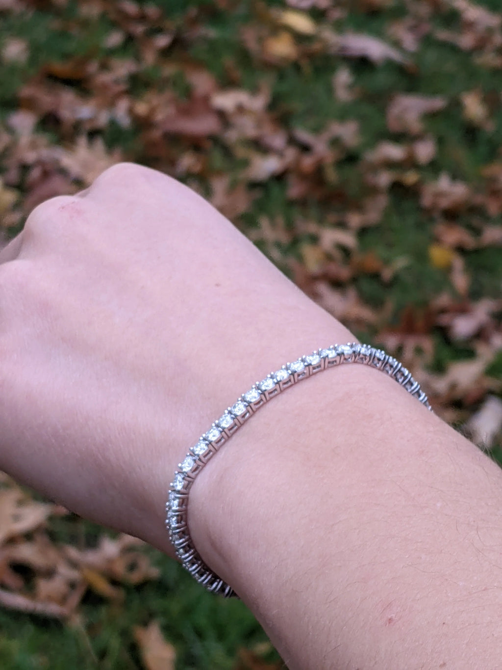 18k White Gold Plated Tennis Bracelet 4MM with Round Moissanite N4863