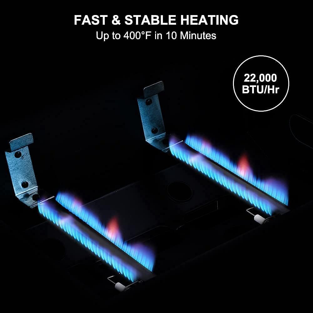 Black 2 Burner Flat Top Gas Griddle with Lid N1989