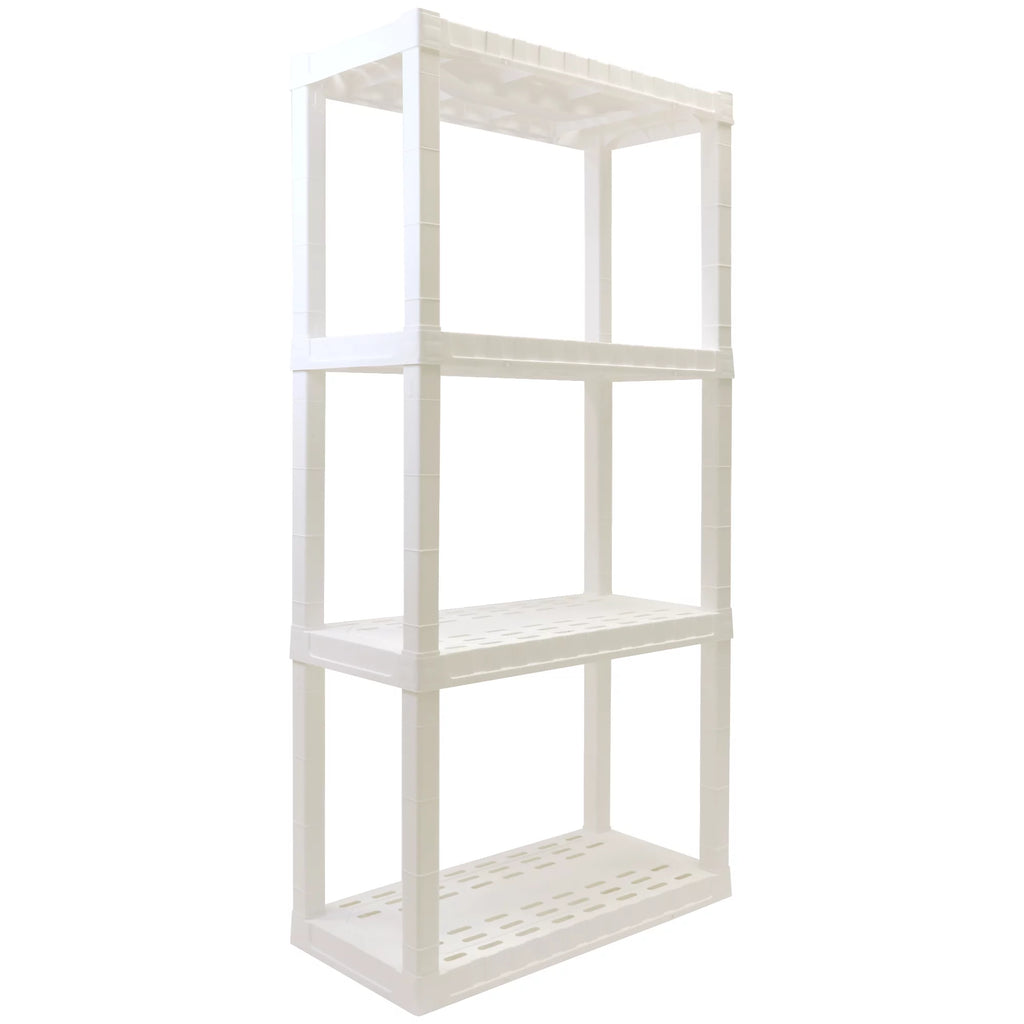 4-Tier White Plastic Shelving Unit C640968