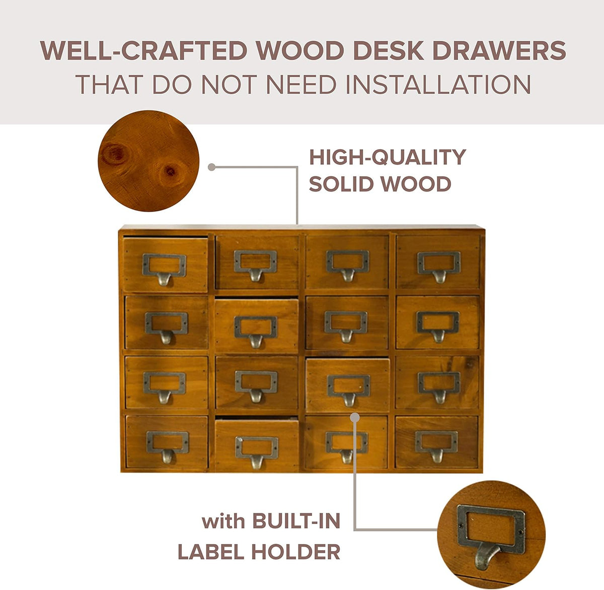Wooden Desk Drawer Organizer with 16 Drawers T817