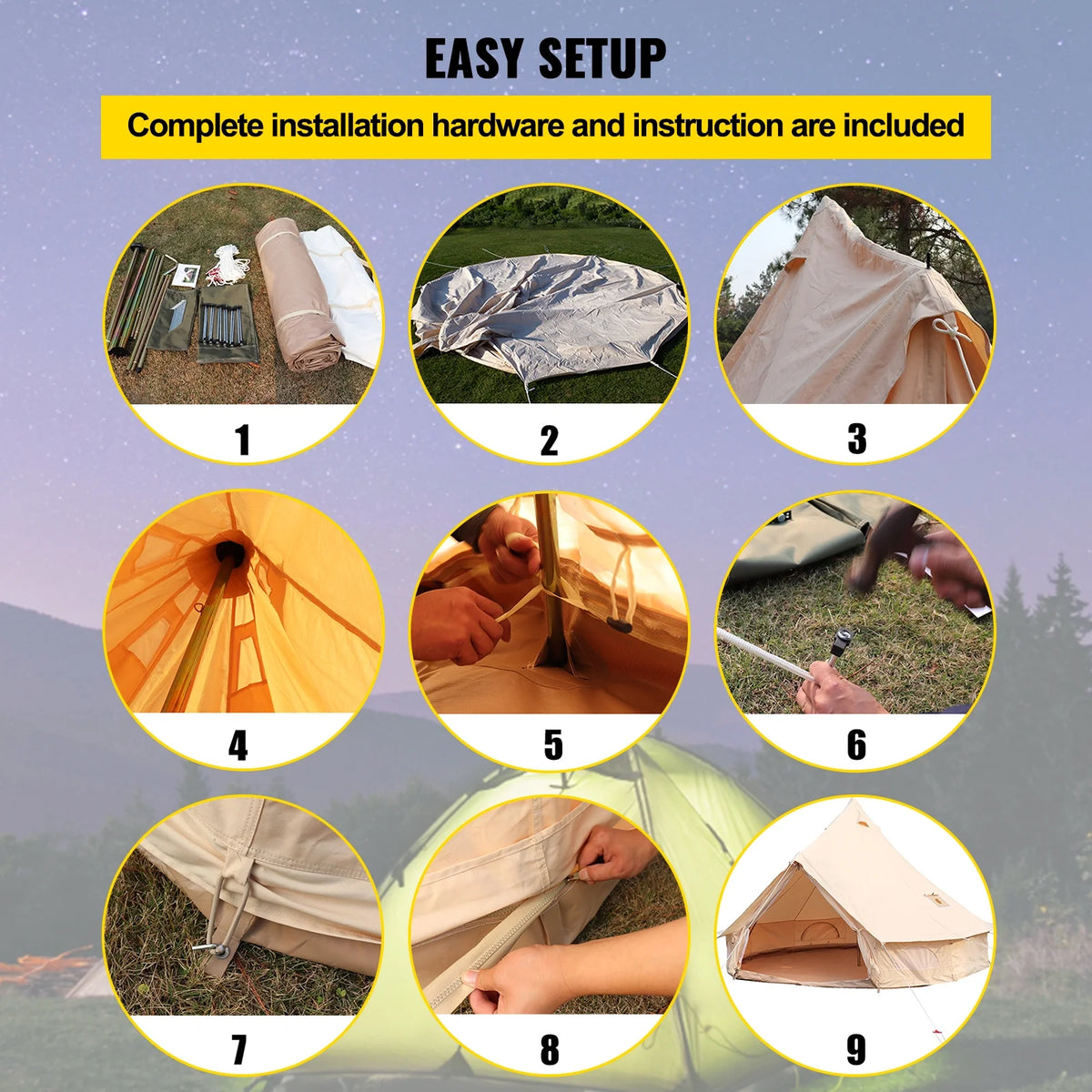 Waterproof Cotton Canvas Bell Tent F67430