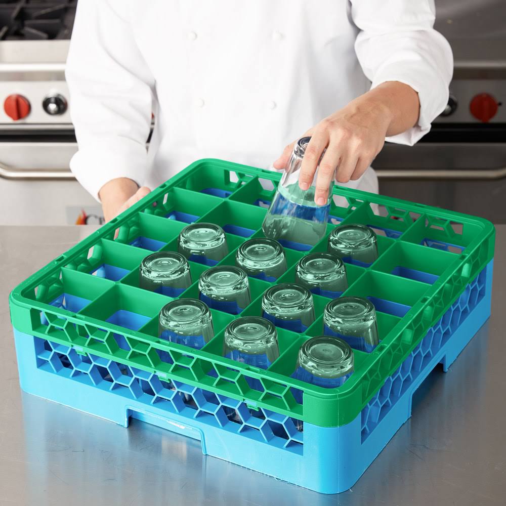 Green Color-Coded Glass Rack with 1 Extender Q37251