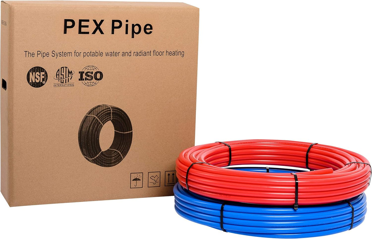 Blue & Red 1/2 inch 2 Rolls x75 ft (150 ft) Pex-b Pipe/Tubing with Pipe Cutter Y136683