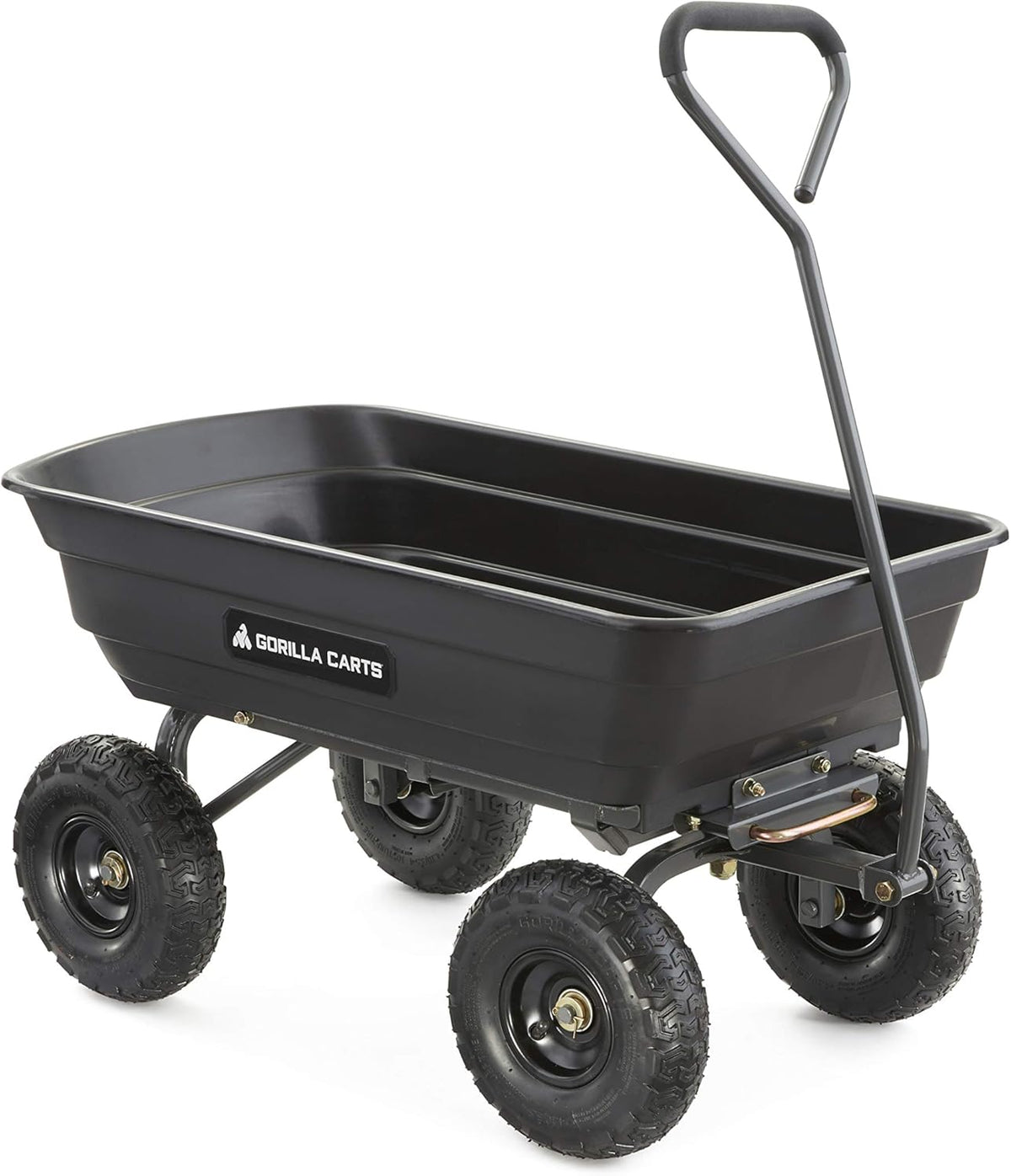 Green Poly Garden Dump Cart with Steel Frame and 10 Pneumatic Tires, 600-lbs. Capacity W49235