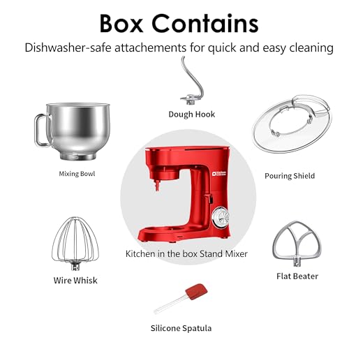 900W 8.5 QT Tilt-head Stand Mixer with Dough Hook, Wire Whip, Flat Beater & Splash Guard Q12582