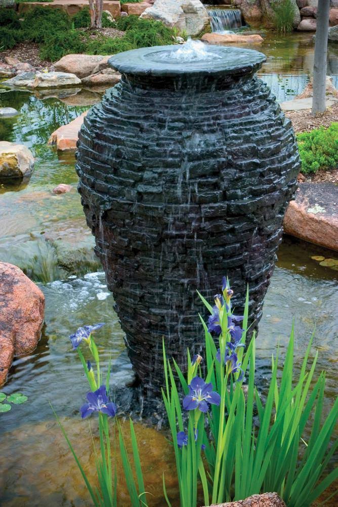 Large Stacked Slate Urn W731