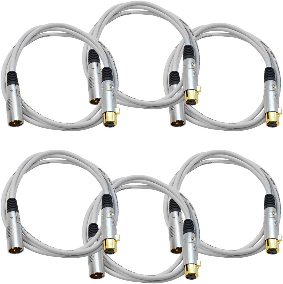 6 Pack 6 Foot Gold Plated Orange XLR Microphone Cable K66794