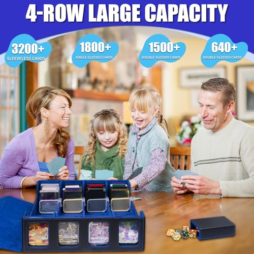 Trading Card Storage Box with Window Dice Tray, Black Grey R861345