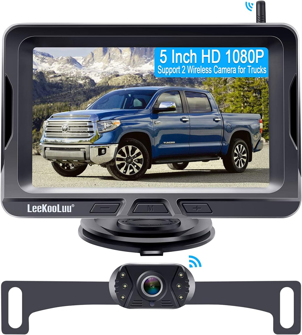 Wireless Backup Camera 5 Inch HD 1080P Bluetooth Two Channels Waterproof Night Vision R833290