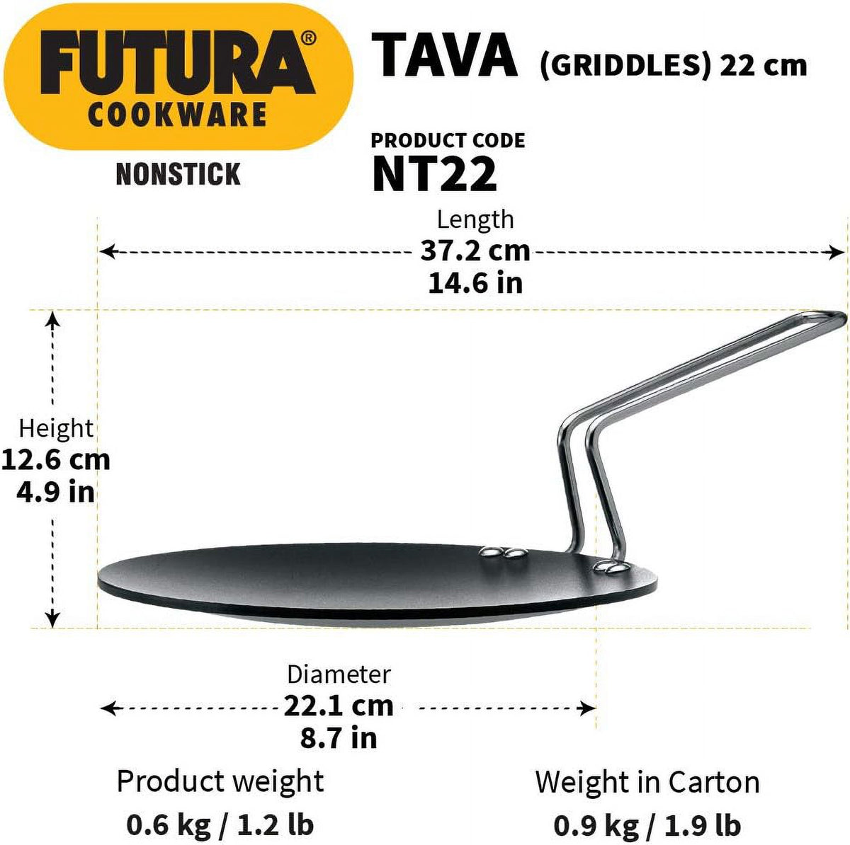 Concave Tava Griddle with Steel Handle, 8.5-Inch K71593