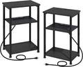 Nightstands Set of 2 with Charging Station and Storage Shelf S25040
