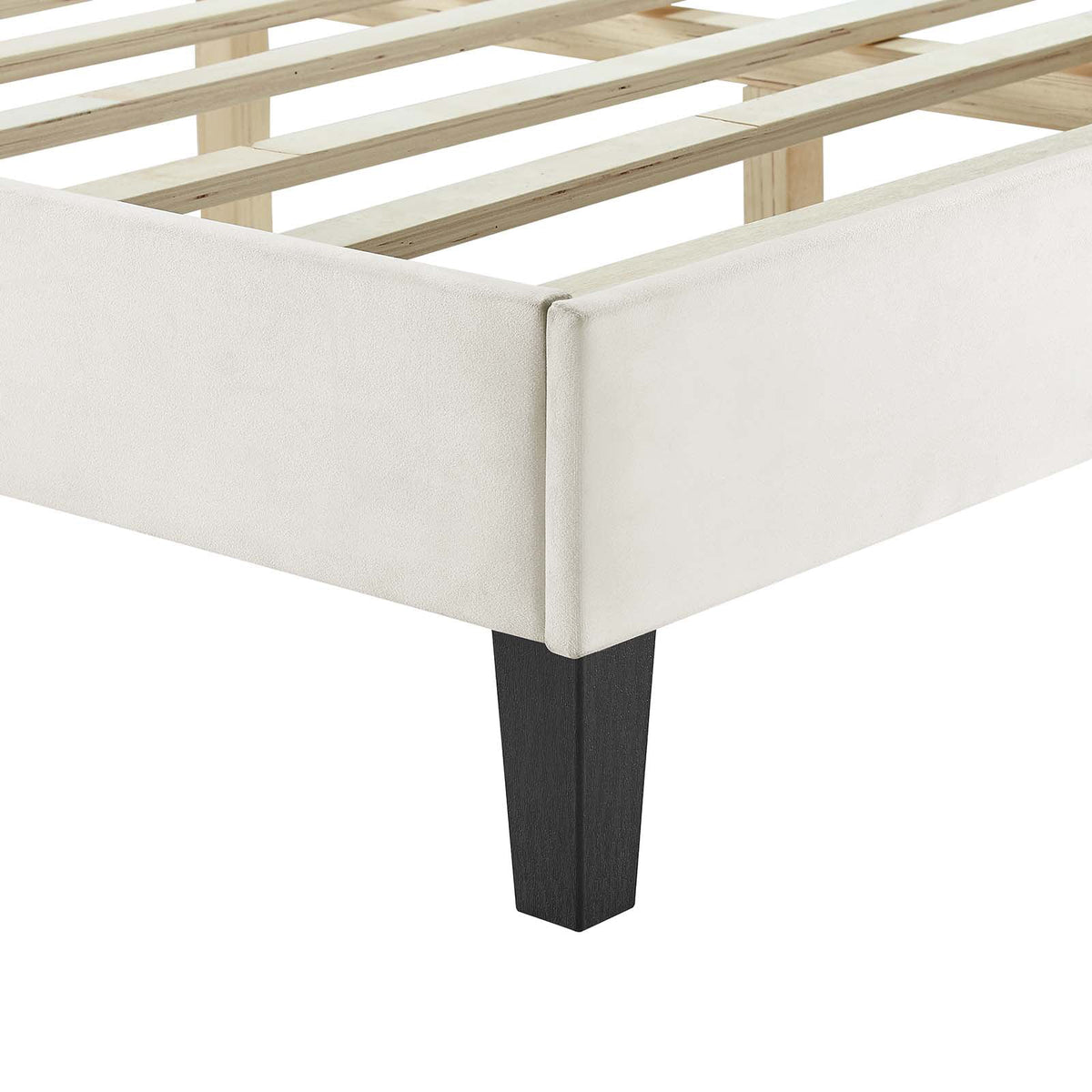 White Channel Tufted Performance Velvet Queen Platform Bed J3661