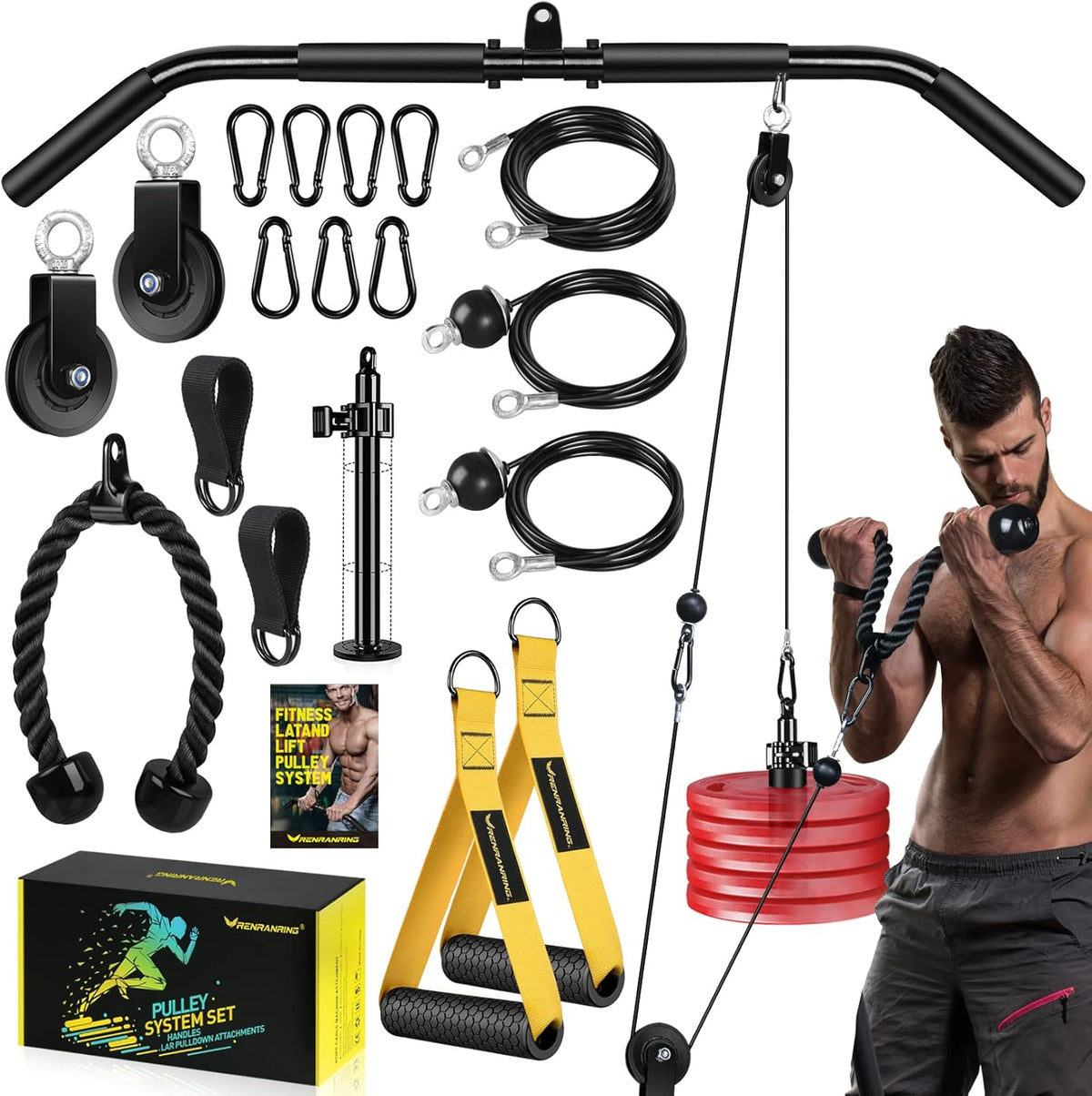 LAT Pull Down Cable Pulley System Attachments for Home Gym Equipment K615