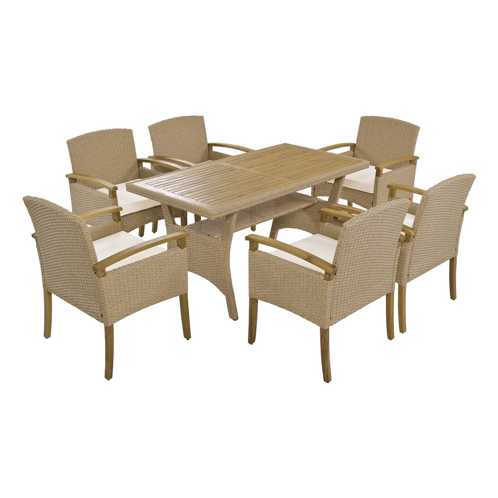 Brown 7 Pcs Wicker Patio Dining Set S7196