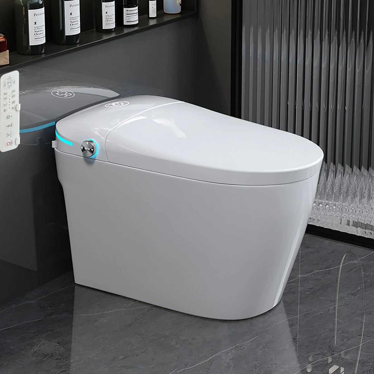 Smart Toilet with Bidet, Auto Open/Close Lid, Auto-Flush, Heater, Remote Control and Water Tank R456