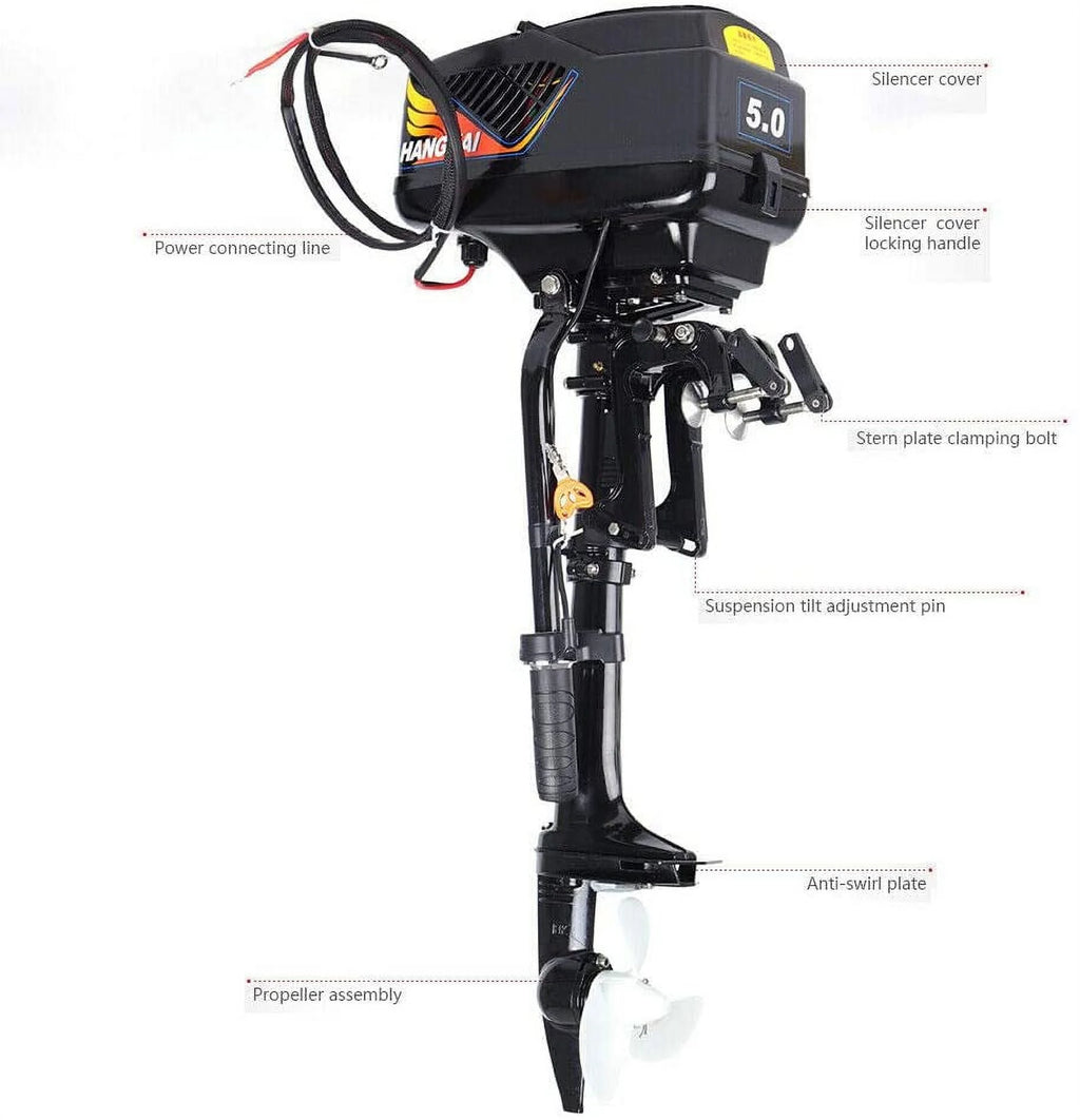 48V Electric Outboard Motor 5.0HP Trolling Engine Short Shaft S68814