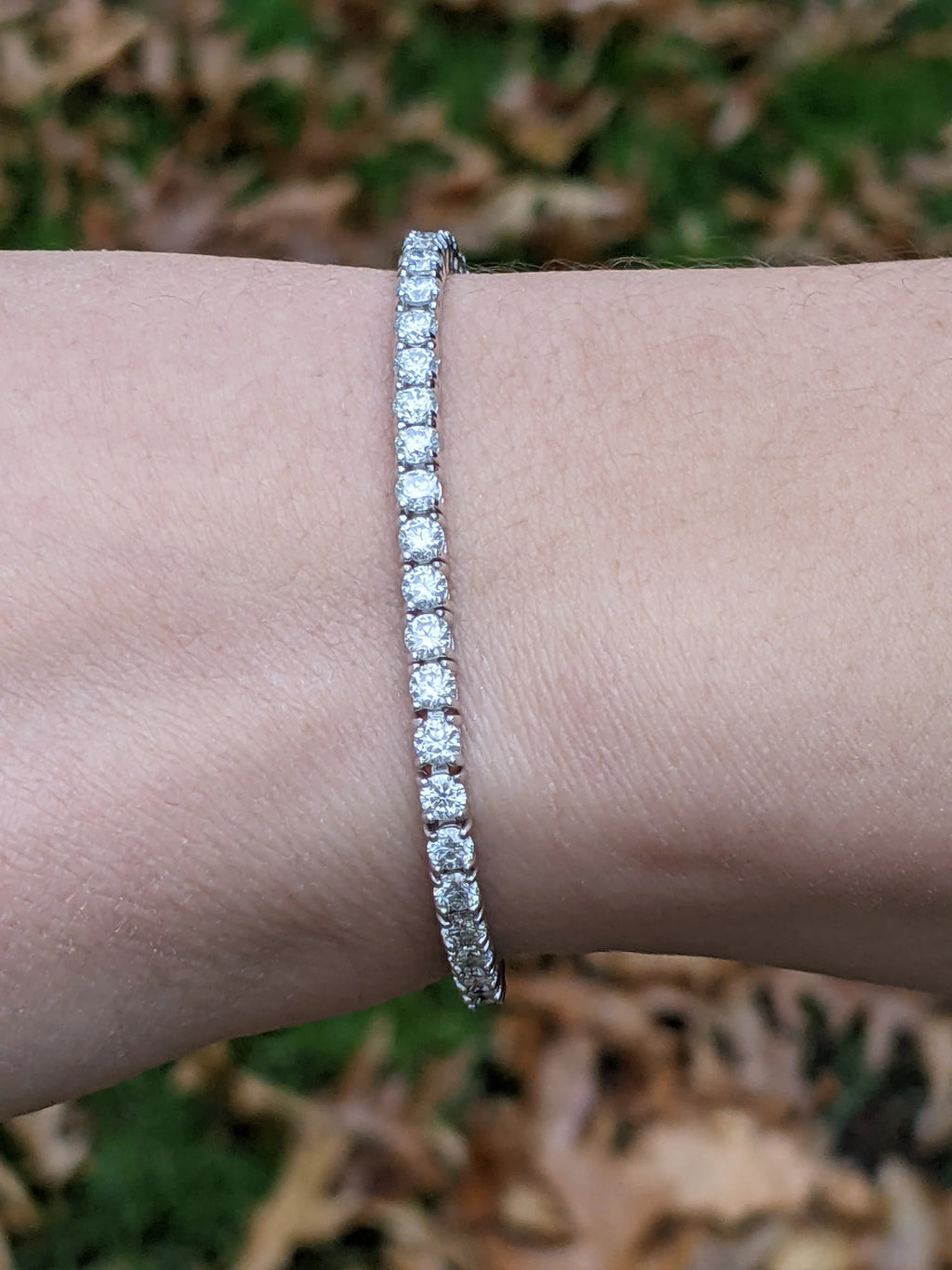 18k White Gold Plated Tennis Bracelet 4MM with Round Moissanite N4863