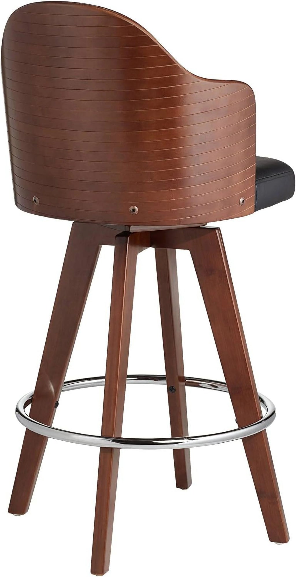 Dark Walnut Wood Swivel Stool with Backrest Footrest R269654