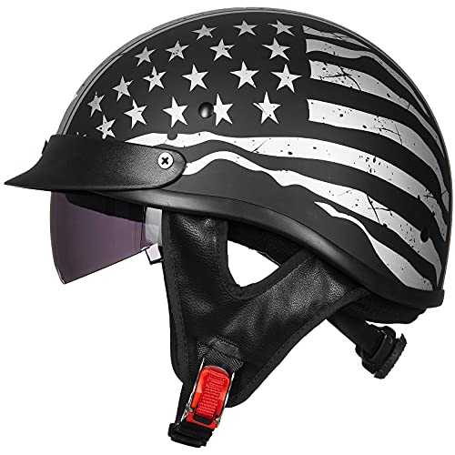 Half Helmet Motorcycle Open Face Sun Visor DOT Approved Y68096