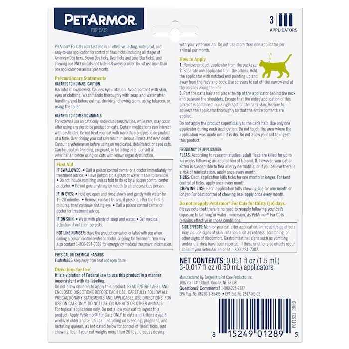 Flea and Tick Treatment for Cats U41497