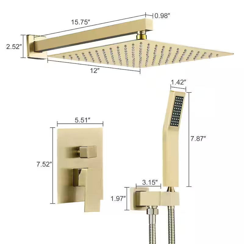 Brushed Gold 12 in. Shower Faucet Head with Handheld L688
