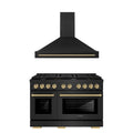 48 In. Gas Range and Range Hood in Black Stainless Steel R7424