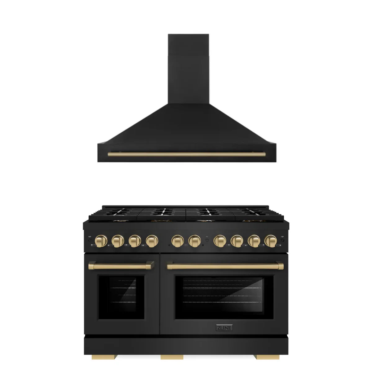 48 In. Gas Range and Range Hood in Black Stainless Steel R7424