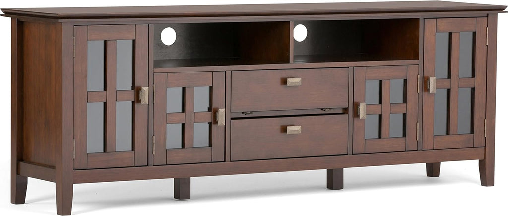 72 inch Solid Wood TV Media Stand with Glass Doors G992479