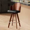 Dark Walnut Wood Swivel Stool with Backrest Footrest R269654