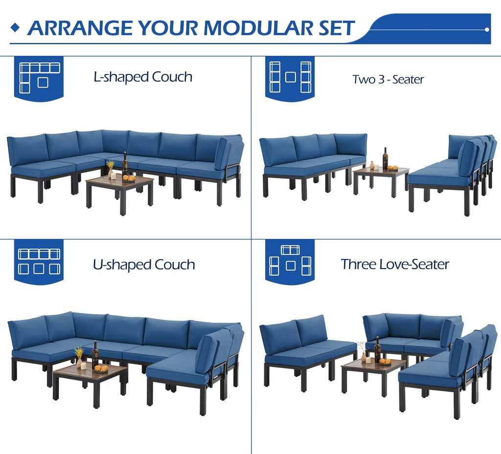 7 Pieces Metal Patio Furniture Set with Cushions and Table S31270
