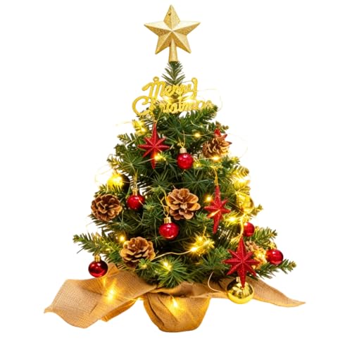 24 Inch Artificial Christmas Tree with LED Lights and Ornaments E128
