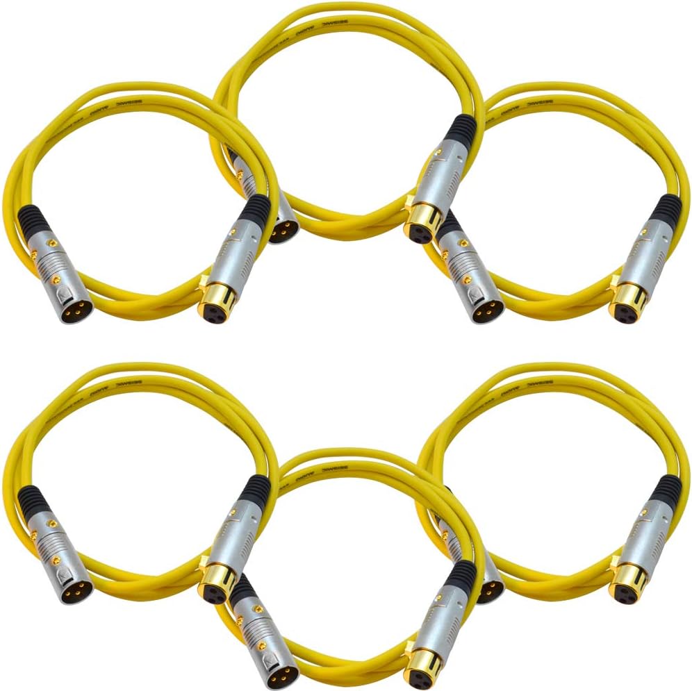 6 Pack 6 Foot Gold Plated Orange XLR Microphone Cable K66794