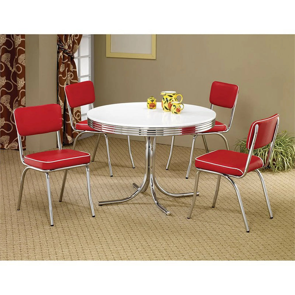 Red and Chrome Dining Side Chair Y14556
