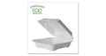 White 1-compartment Sugarcane Clamshells, 200/Carton T47719