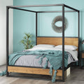 Twin Metal and Wood Canopy Platform Bed Frame K966