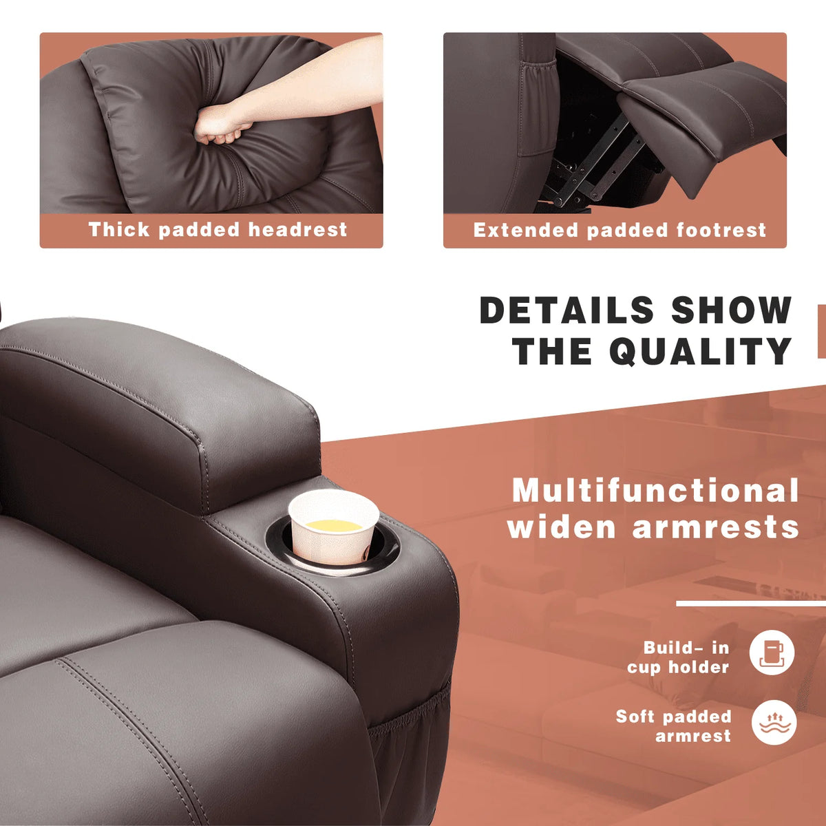 Black Faux Leather Power Lift Recliner S6538