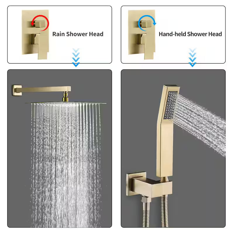 Brushed Gold 12 in. Shower Faucet Head with Handheld L688